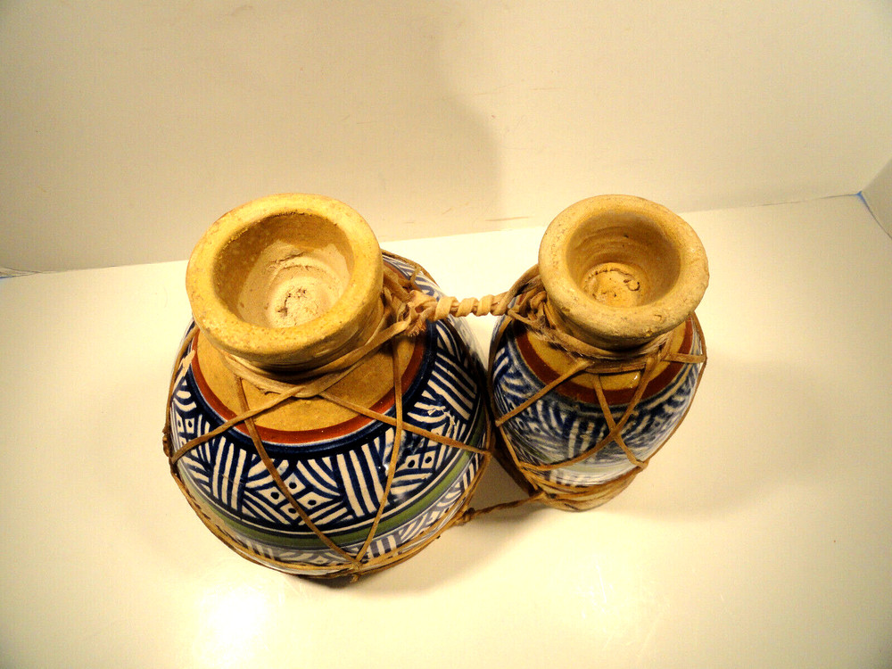 Vintage Moroco Double Bongo Ceramic Tomtom Drum