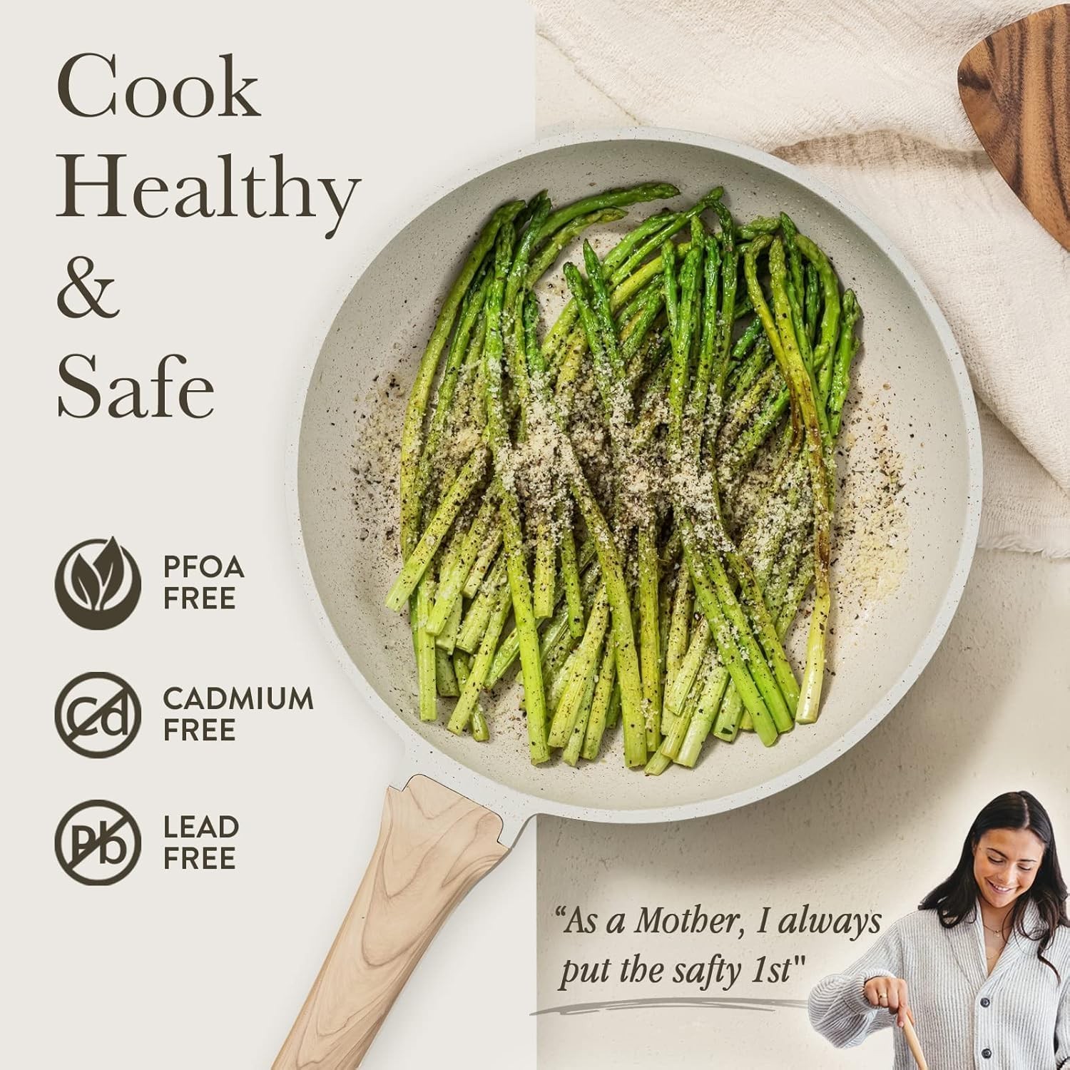 8 Inch Non Stick Frying Pan with Lid,White Granite Nonstick Skillet Omelet Pa...