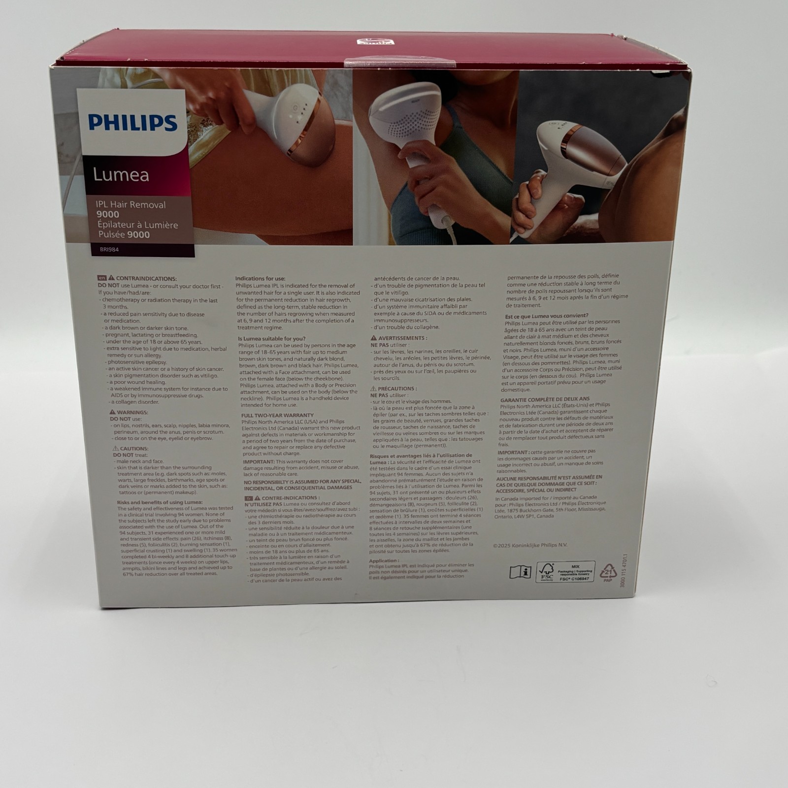Philips Lumea 9000 Series IPL Hair Removal Device - Luxury Beauty Box BRI984 NEW