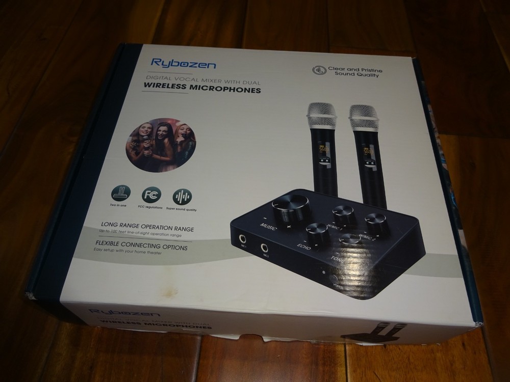 Rybozen Wireless Microphone Karaoke Mixer System, Dual Handheld Wireless Microph