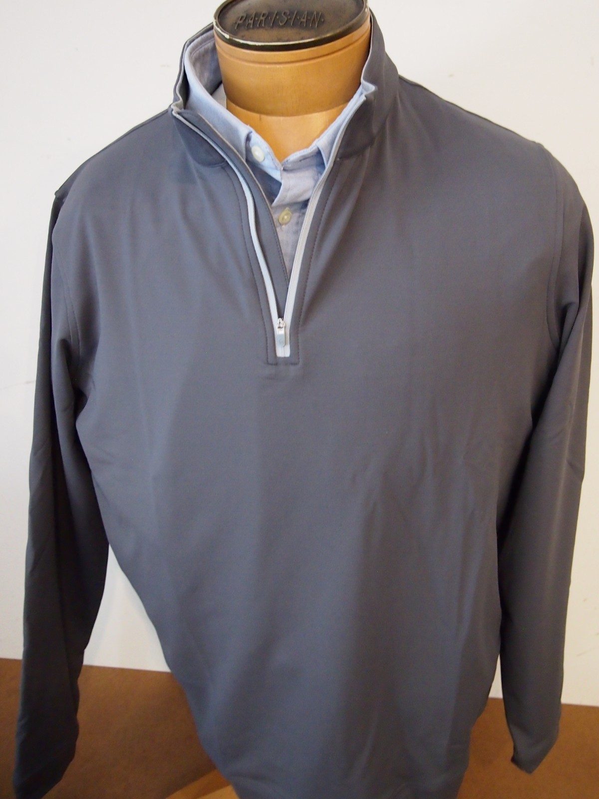 Peter Millar Quarter Zip French Terry Iron Grey Pullover Sweater NWT Large $140