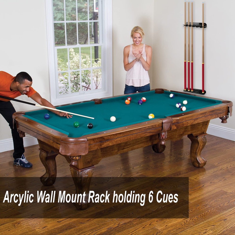 Cosmos Acrylic 2-Piece Billiard Cue Rack Wall Mount Solid Black