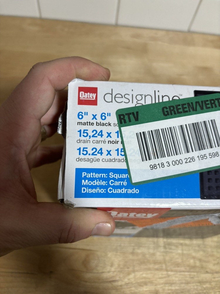 Oatey Designline Shower Drain w/ Square Pattern Drain 6"x6" MISSING ONE PART