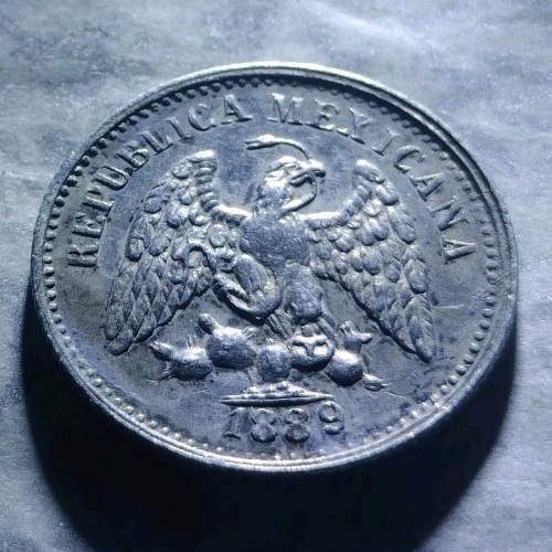 1889 Cn Mexico 5 Centavos Silver Coin ~AU