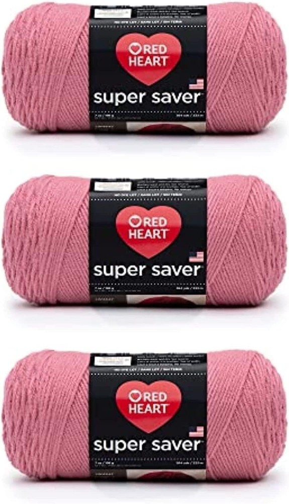 RED HEART YARN- 3 SKIEN - YARNSPIRATION- LIGHT RASPBERRY - # 6-10
