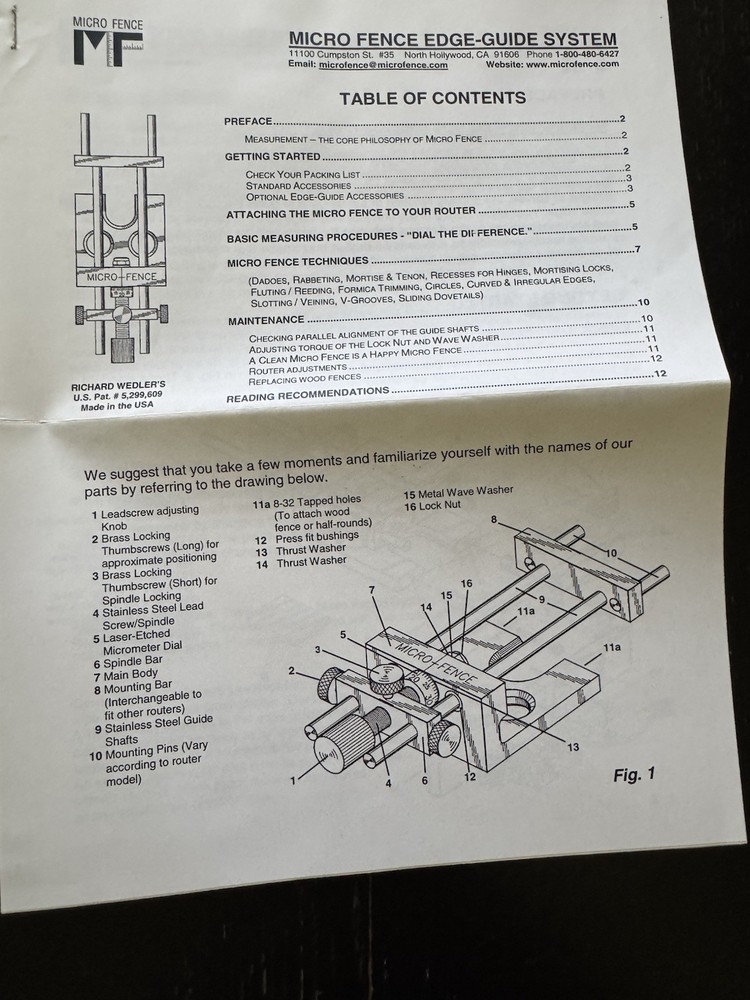 MICRO FENCE EDGE-GUIDE SYSTEM. NEW OPEN BOX