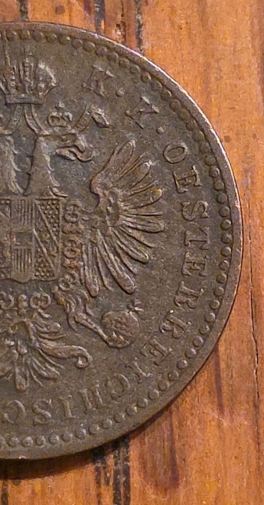 1879 Austria 1 Kreuzer Double Headed Eagle Obverse, Value Within Wreath Reverse