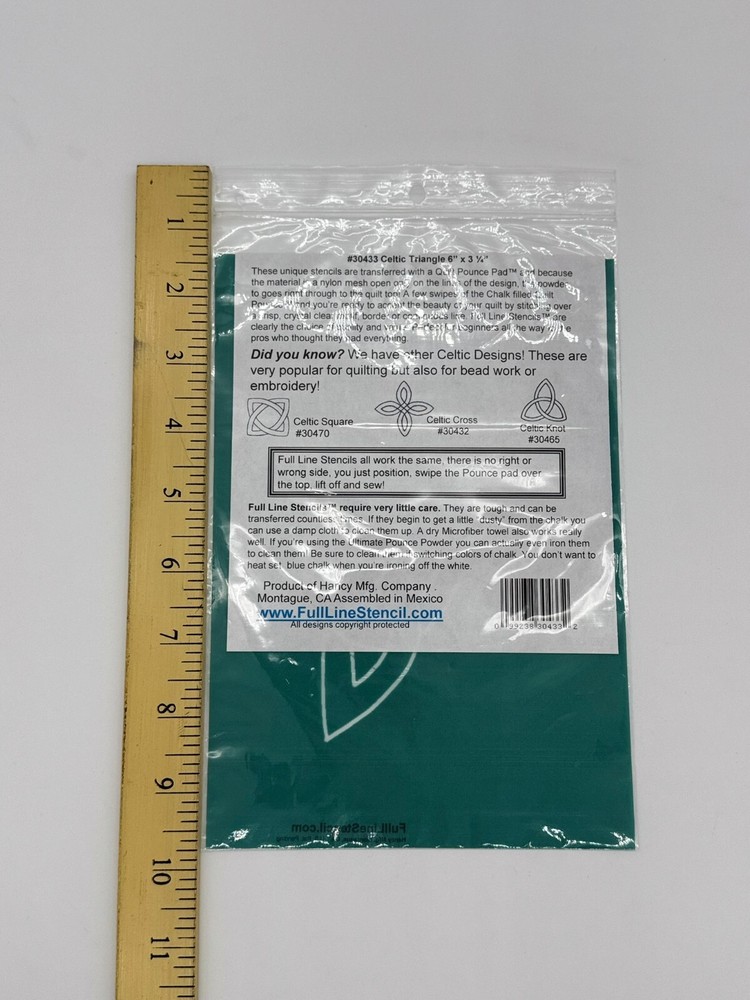 Full Line Stencil #30433 Celtic Triangle Reusable Sealed Quilting