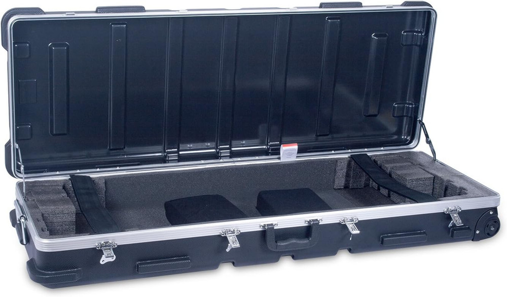 Durable 61-Key Keyboard Hardshell Case with Wheels - Black