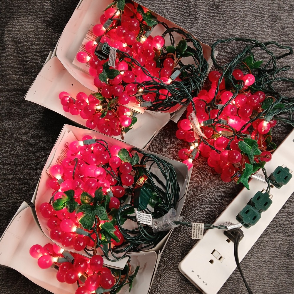 3 Sets Red Grape Cluster Lights String Indoor Outdoor String Lighted Wine Patio