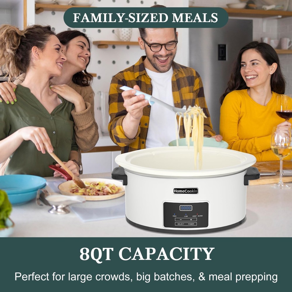 8-Quart Programmable Slow Cooker with Timer Keep Warm - Small Kitchen Applian...