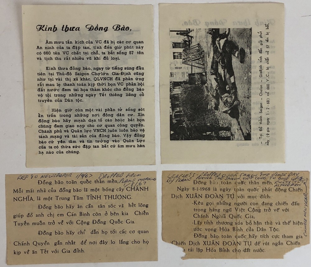 AUTHENTIC VIETNAM PROPAGANDA LEAFLETS 1968 SAIGON TET OFFENSIVE