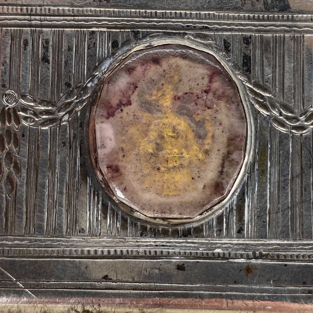 German 19th Century Embossed Farm Scene Solid Silver Table Snuff Box