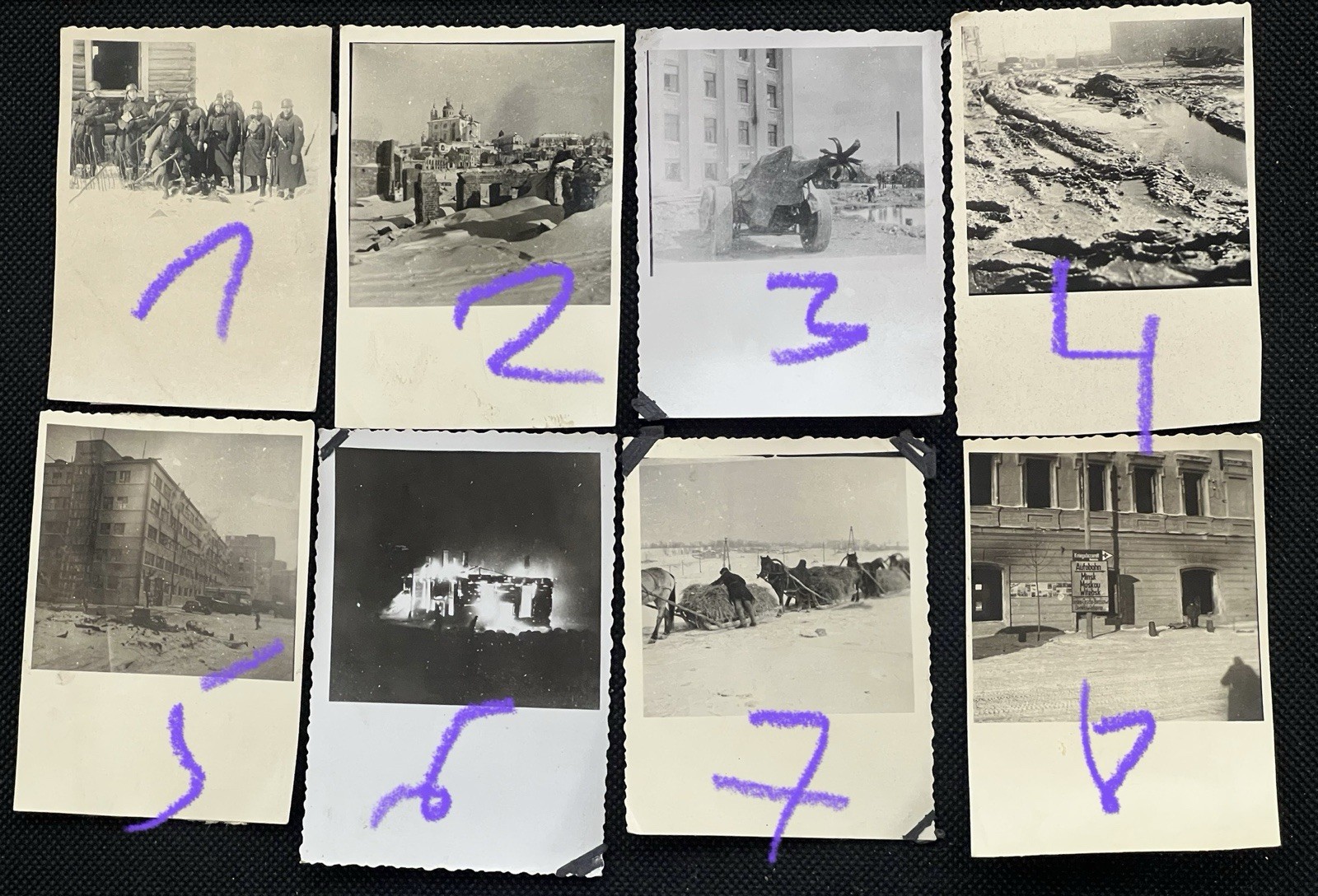 German 8 X Kirche Stadt Wegweiser Moskau Minsk Witebsk Kanone Photo album Russia