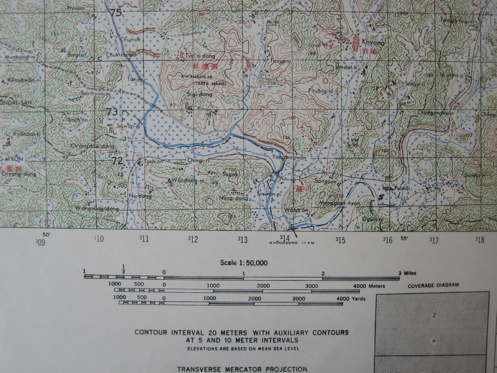 Original 1952 Korean War Topo GOYANG-SI Gyeonggi Province US Army Map Service