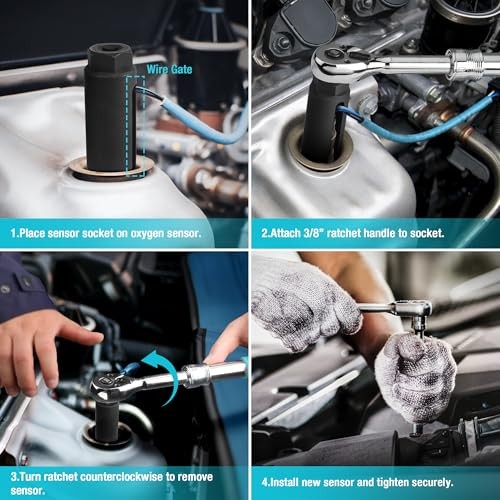 O2 Oxygen Sensor Socket 3/8" Drive x 7/8"(22mm), Oxygen Sensor Remover Tool