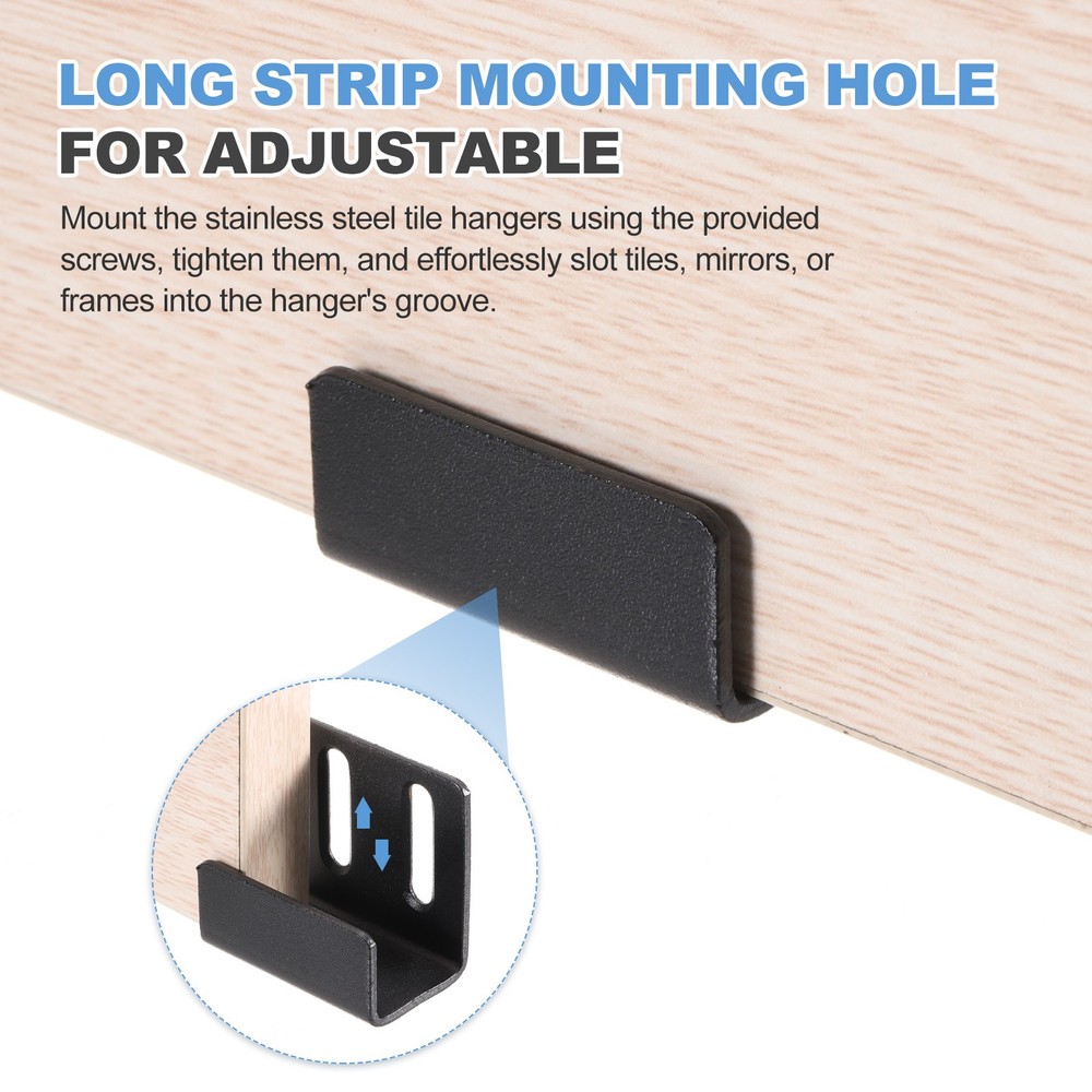 10 Pcs Adjustable Tile Hooks, Black, 10mm (3/8")