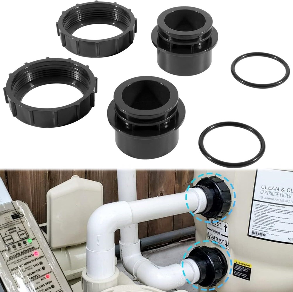 2Pack Black Pool Valve Adaptor Replacement Kit 270100 For Pentair D.E. Filter