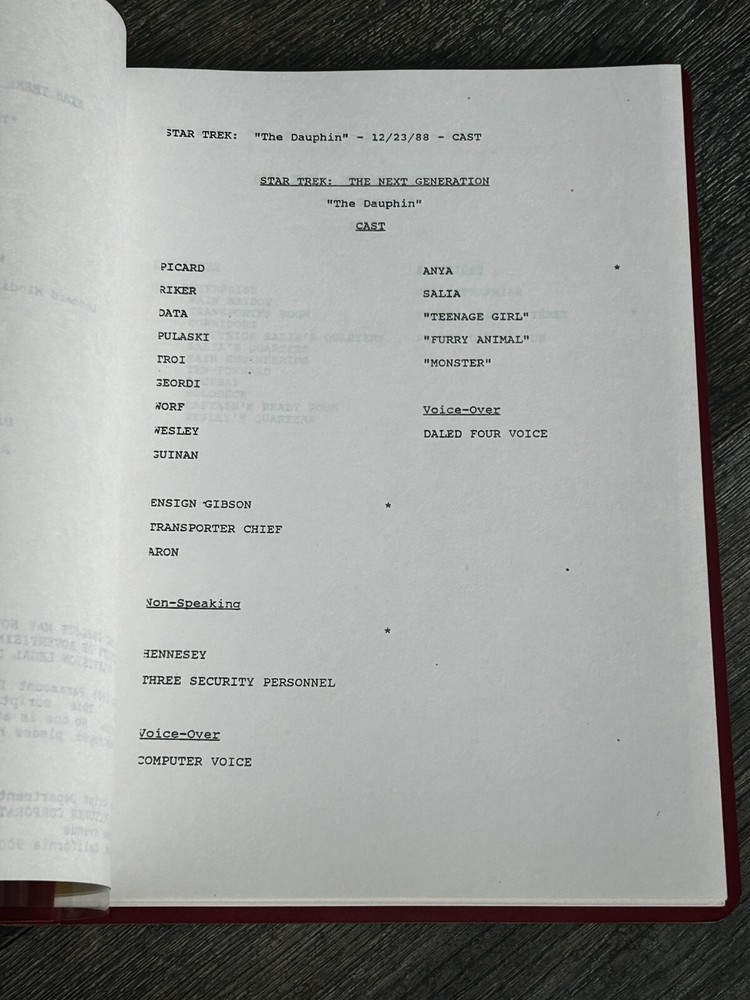 STAR TREK Script The Next Generation Dauphin 2nd Revision Final Draft Dec 1988