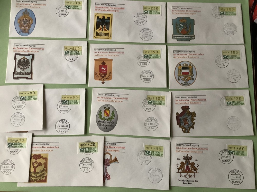 Germany Frama A. T. M. Automatic Vending postage label set 14 covers Ref A1115