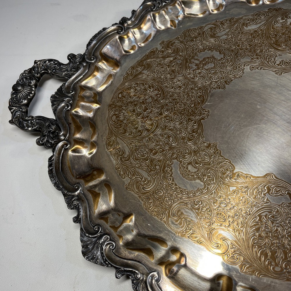 26" SHELL & SCROLL WEBSTER WILCOX PLATTER SILVERPLATE TRAY 2881
