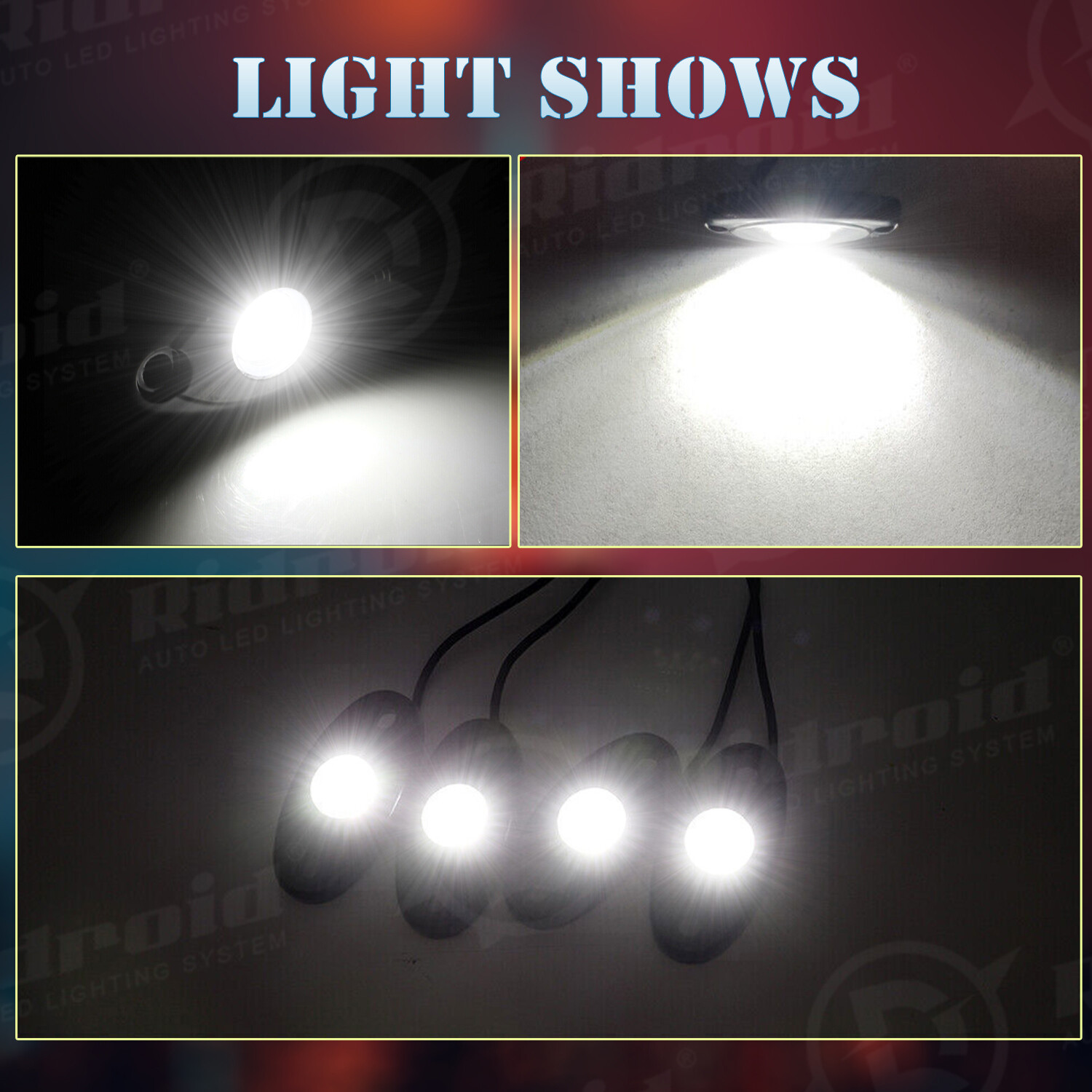 24X White LED Rock Lights Underbody Trail Rig Glow Lamp Offroad SUV Pickup Truck