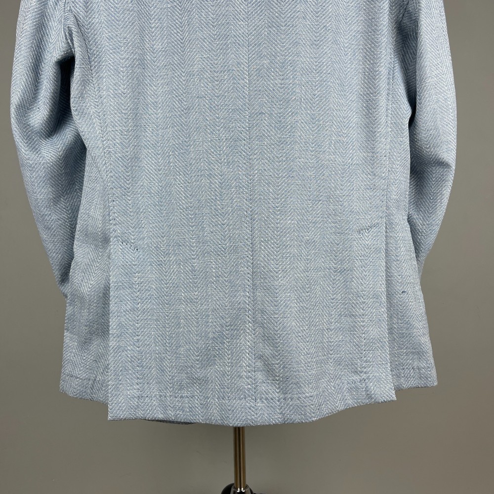 Windsor Men's Light Blue Unlined Herringbone Blazer – Size EU52