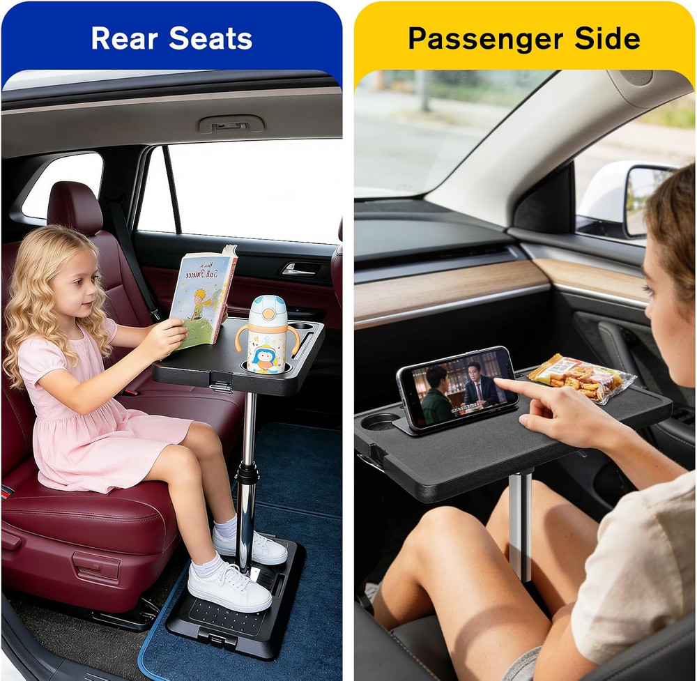 Car Seat Tray Table, Adjustable Car Desk for Laptop & Tablet, Multi-Function Tra