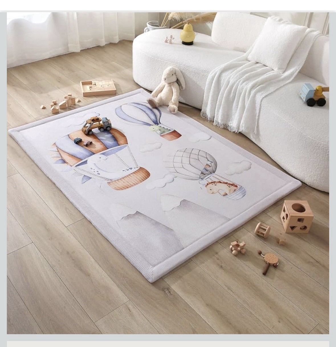 Hakuna Matte Cloud Play Mat for Floor 47" x 67" Dinosaur Balloons