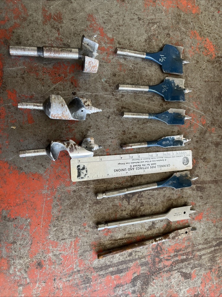 Various boring wood, bits, flapper, bits, Corbetts, electrical and plumbing