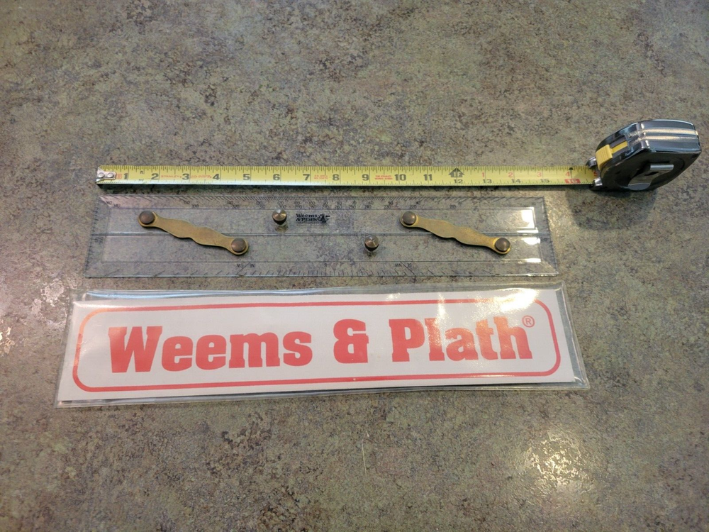 WEEMS & PLATH Denmark #142 Protractor Scale Brass Hardware 15" with Sleeve