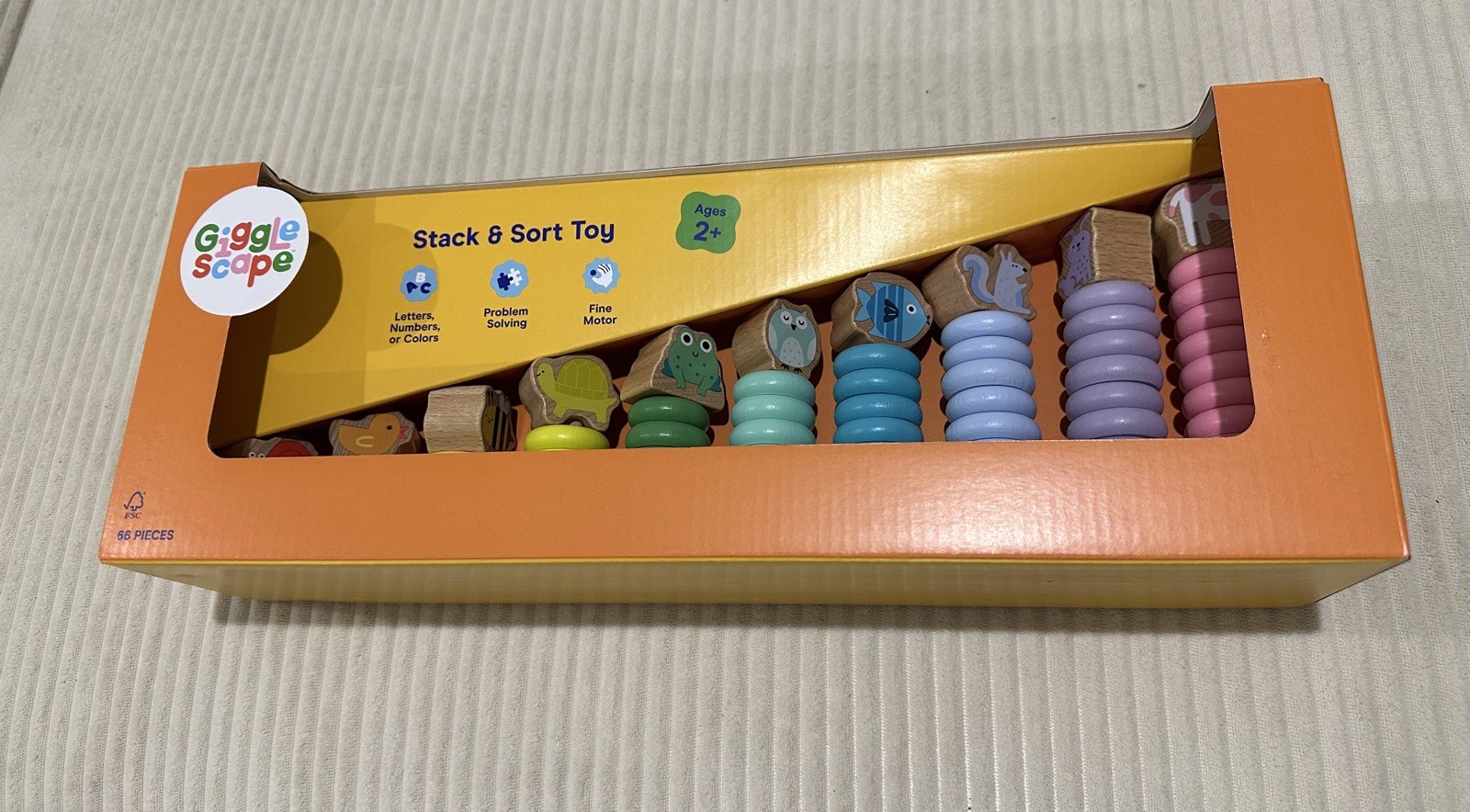 Stack & Sort Toy Gigglescape Wood, Baby Toddler Learning Developmental Toys