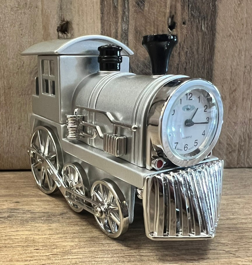 Train Desk Clock Alloy  3" x 2.5"