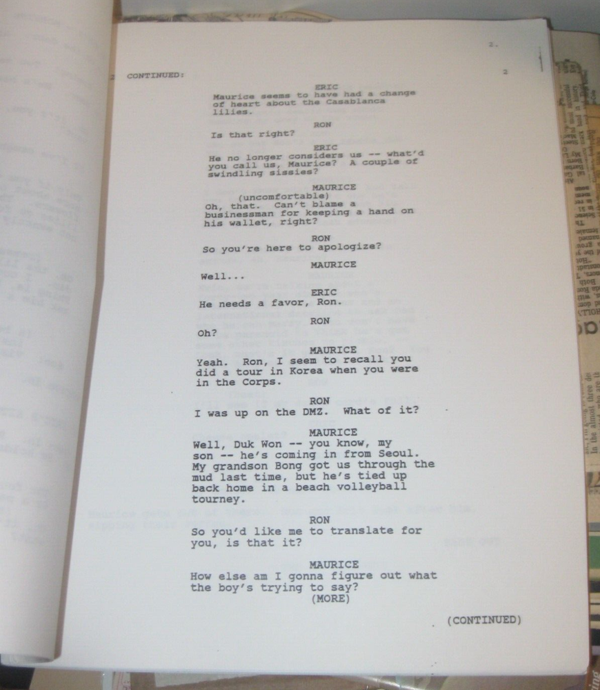 NORTHERN EXPOSURE ORIGINAL SCRIPT SLEEPING WITH THE ENEMY FINAL DRAFT SEASON 4