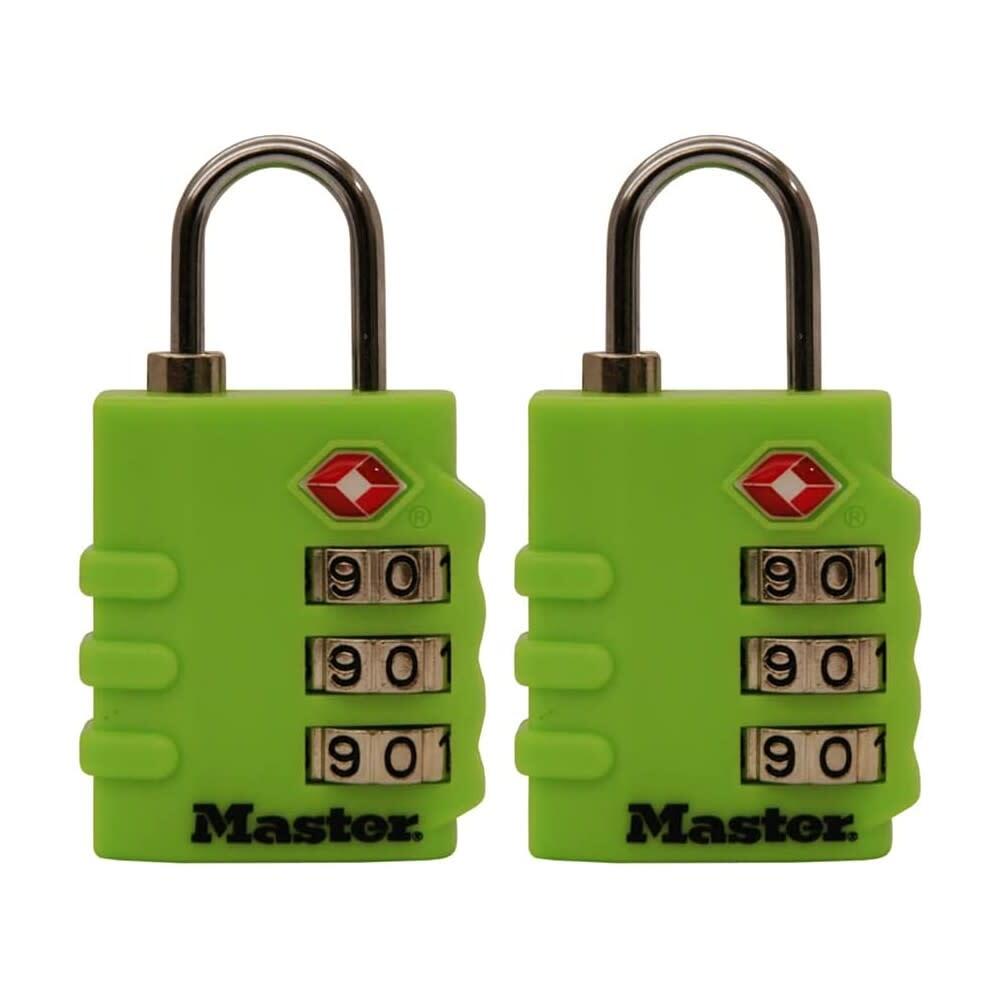 Master Lock Luggage Lock 1 3/8'' 3 Dial Combination 2Pk