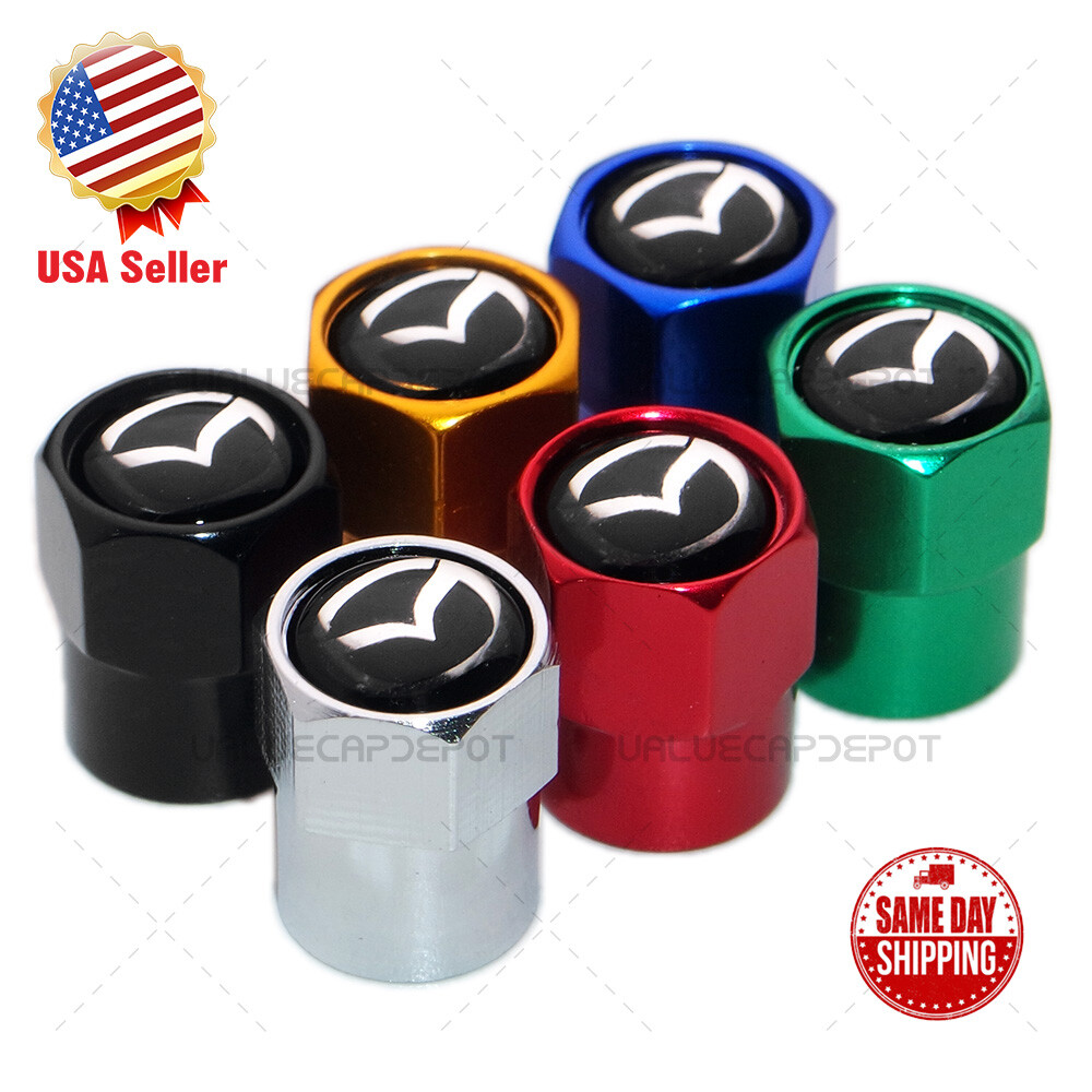 Hex Mazda Logo Emblem Car SUV Wheels Tire Air Valve Caps Stem Dust Cover Sport