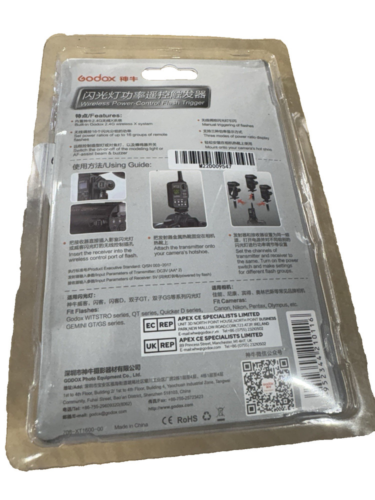 Godox XT-16 Wireless 2.4G Trigger Transmiter Receiver Studio Strobe Flash Light