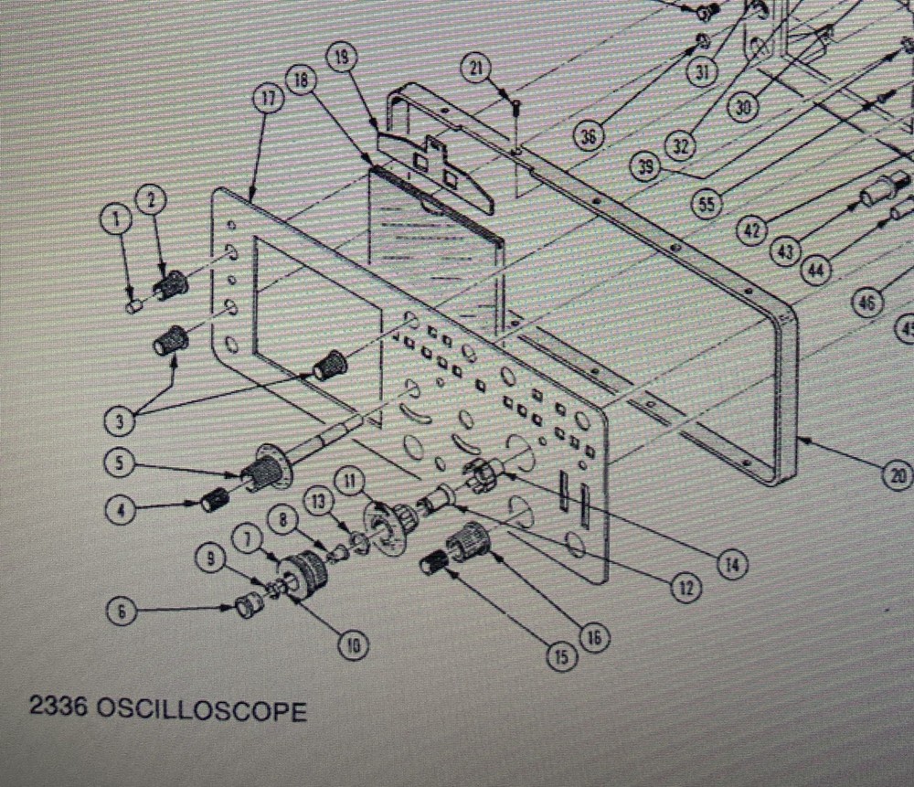Tektronix 2336 Oscilloscope Front Panel Knobs, Controls, and Parts