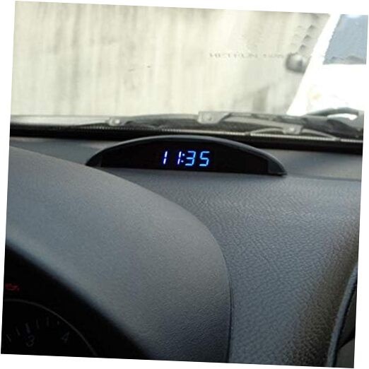 Car Auto Digital LED Electronic Time Clock + Thermometer + Voltmeter 3 in Blue