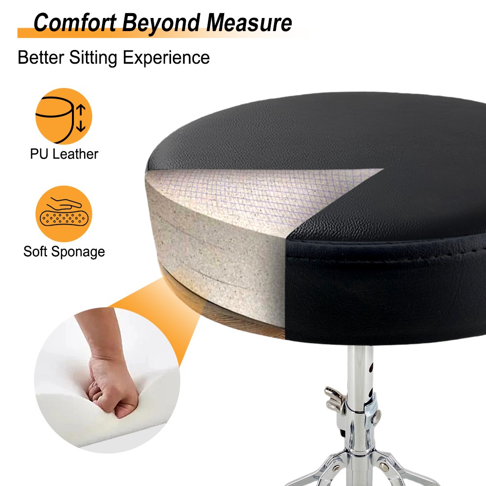 Drum Throne Seat,Adjustable Stool Drum Thick Padded Drum Throne Drummer Stool