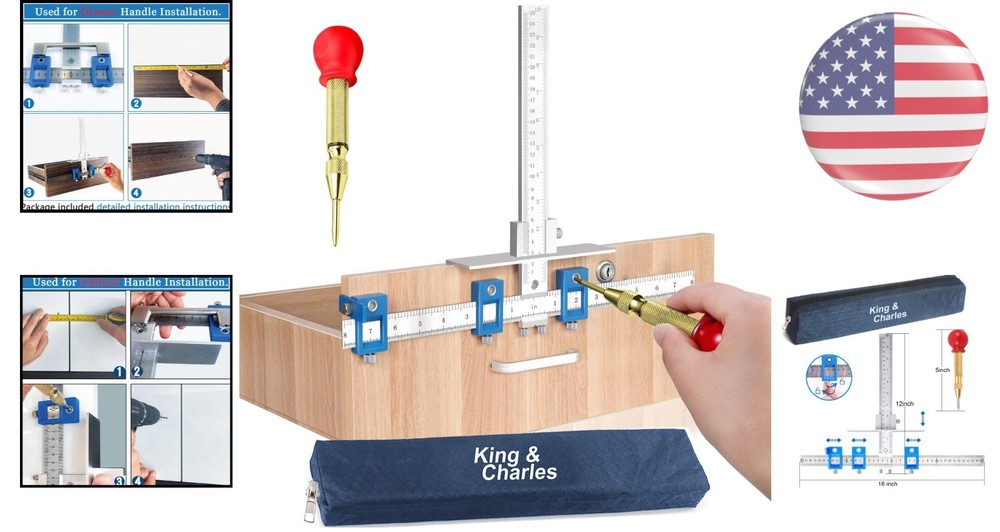 Cabinet Hardware Jig with Automatic Center Punch - Precision Drilling