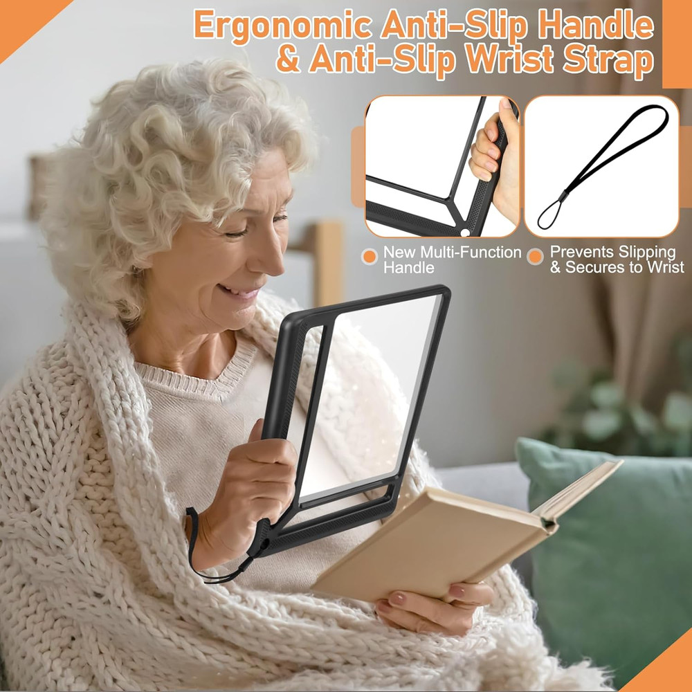 5X Full Page Magnifying Glass for Reading, Lightweight Rectangular Magnifier Pro