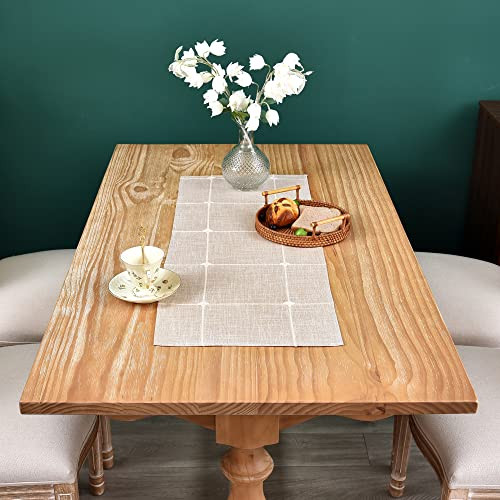 Embroidered Cloth Table Runner Rustic Plaid Farmhouse Table Runners Checkered