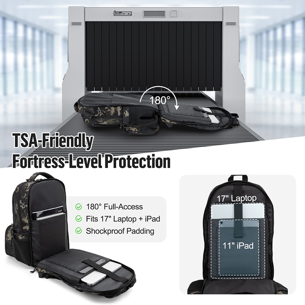 Tactical Backpack with Cooler Compartment, Holds 17" Laptop for Work, School