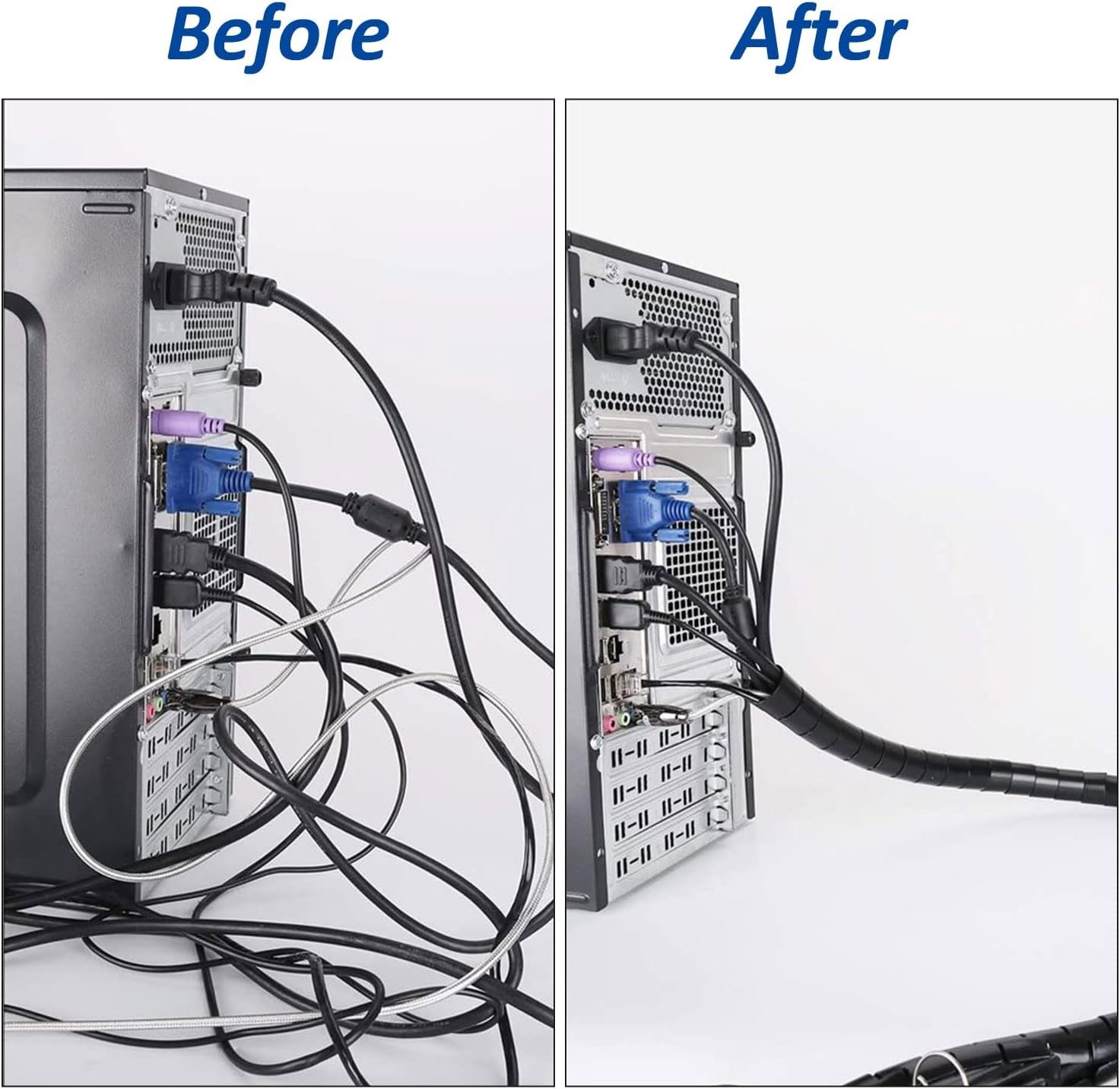 Spiral Cable Wrap - 20 Ft 1/2" Spiral Wire Wrap Cord Covers Bundle Sleeve Hose