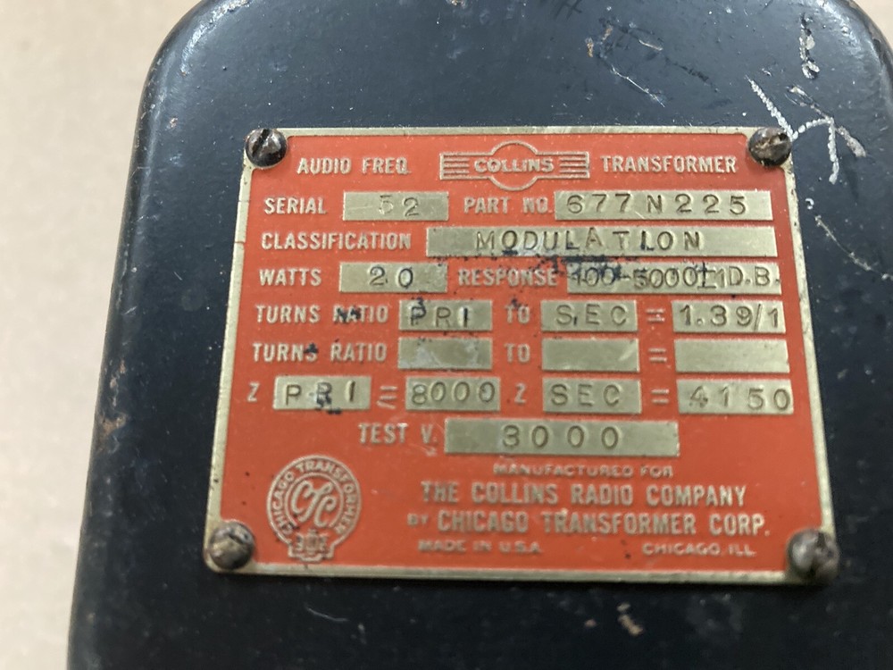 Chicago | Collins Modulation Tranformer 20W