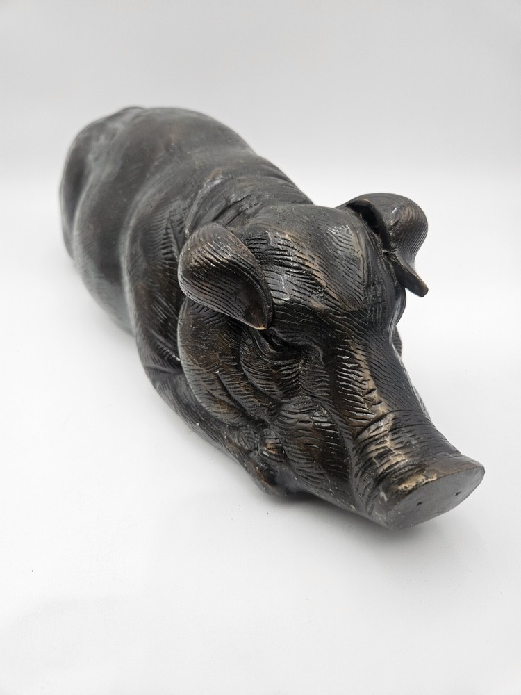Vintage Bronze Pig Statue
