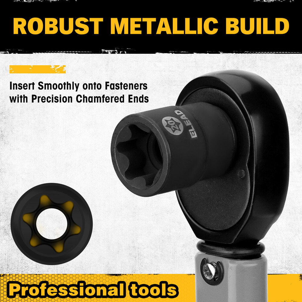 31PC Torx Bit Socket Set T8-T70 & E-Torx E4-E24 S2 Alloy Steel Star Premium CR-V