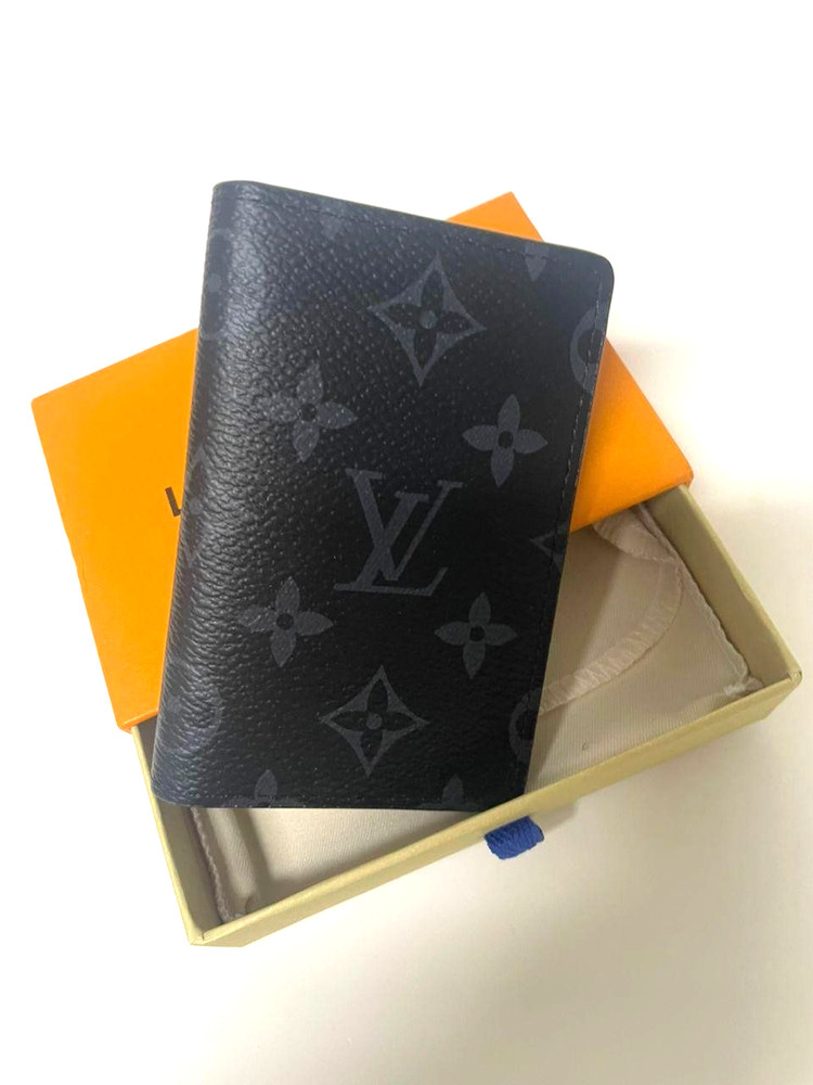 LV Louis Vuitton Pocket Organizer Monogram Eclipse Black
