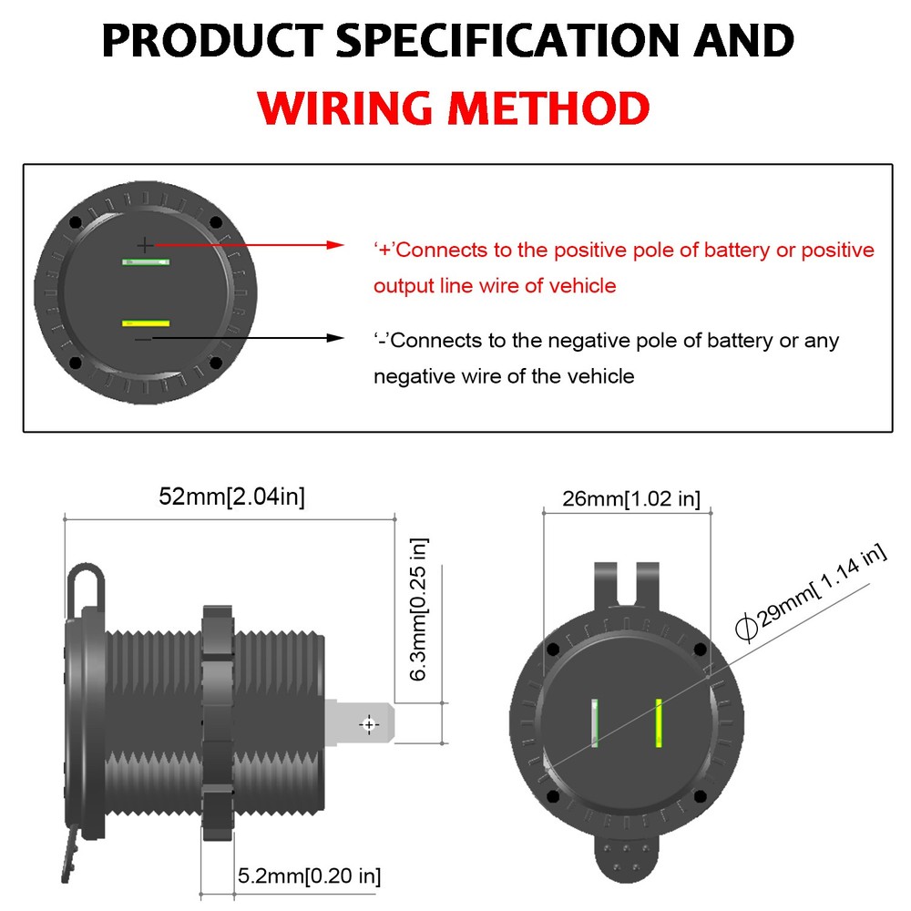 Phone Car Car Cigarette Lighter Socket USB Fast Charging Power Outlet Adapter